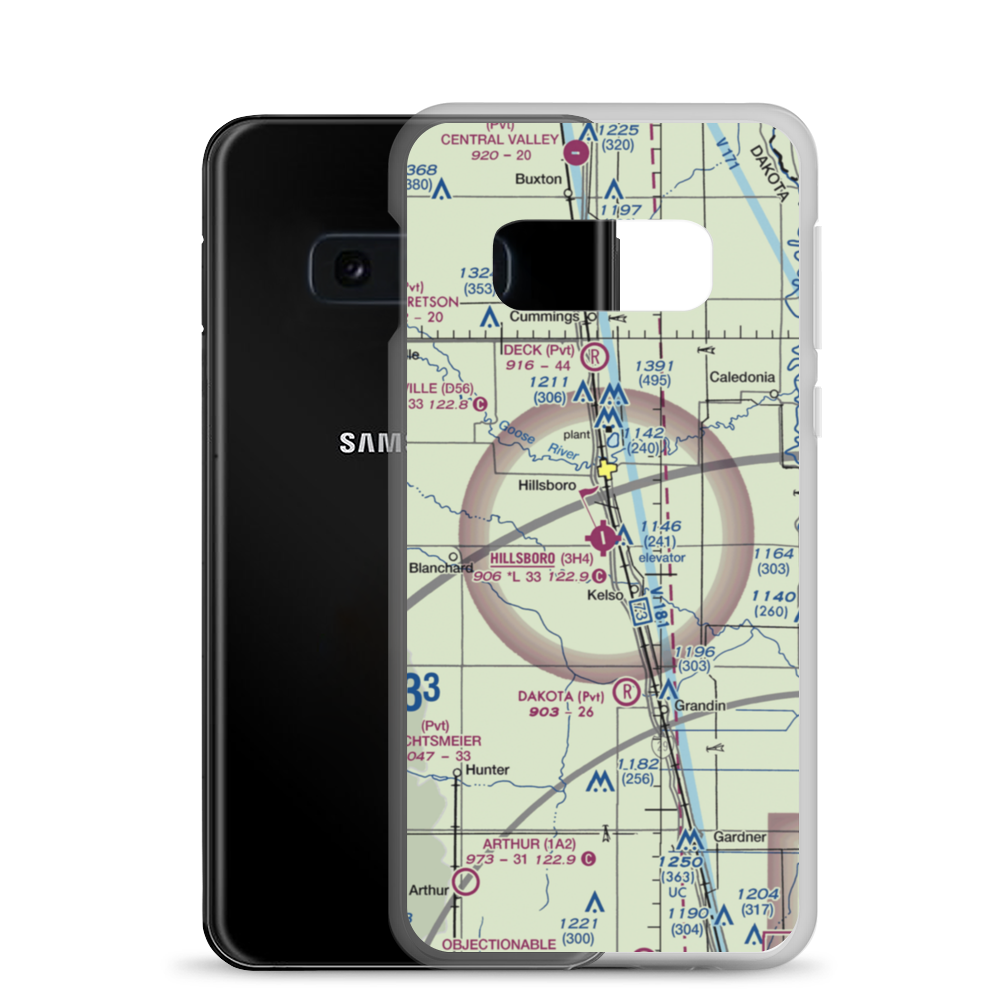 Hillsboro Municipal Airport (3H4) VFR Sectional Samsung Case Samsung Galaxy S10e model shown