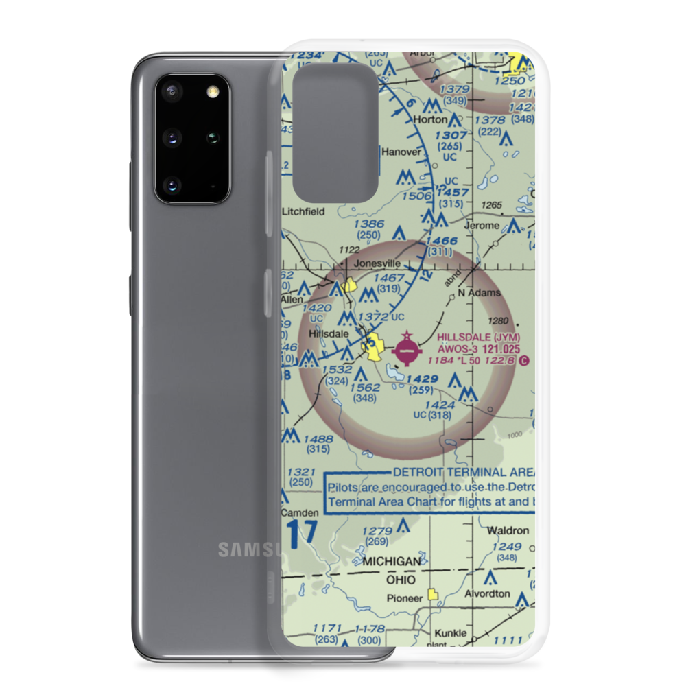 Hillsdale Municipal Airport (JYM) VFR Sectional Samsung Case Samsung Galaxy S20 Plus model shown