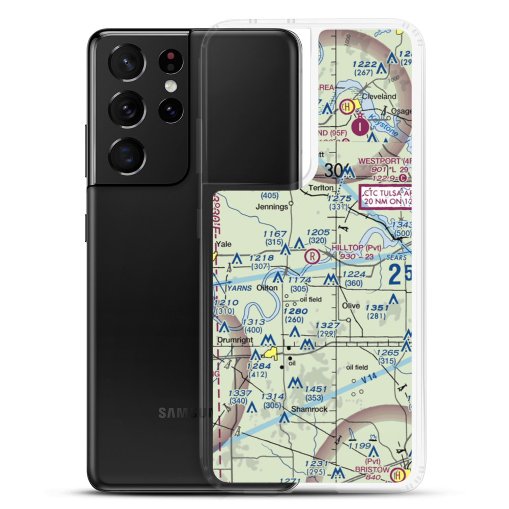 Hilltop Airport (40OK) VFR Sectional Samsung Case Samsung Galaxy S21 Ultra model shown