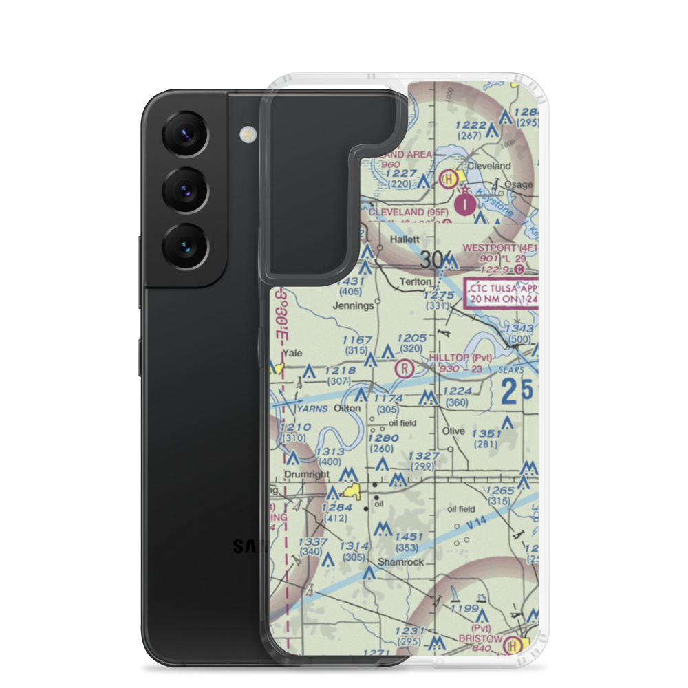 Hilltop Airport (40OK) VFR Sectional Samsung Case Samsung Galaxy S22 model shown