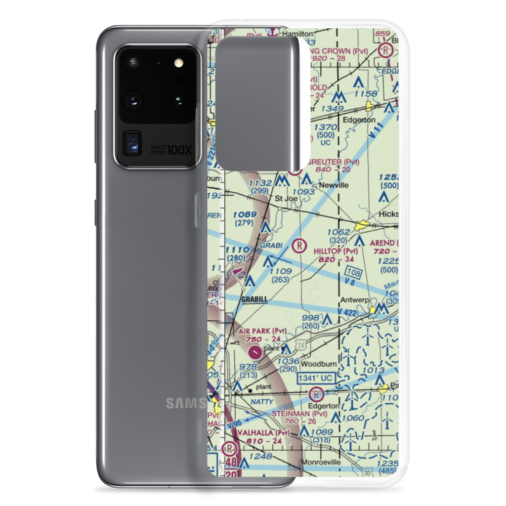 Hilltop Airport (58IN) VFR Sectional Samsung Case Samsung Galaxy S20 Ultra model shown