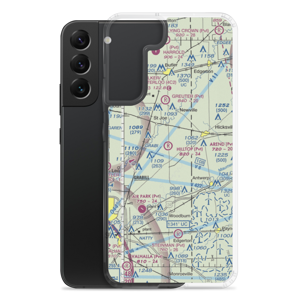 Hilltop Airport (58IN) VFR Sectional Samsung Case Samsung Galaxy S22 Plus model shown