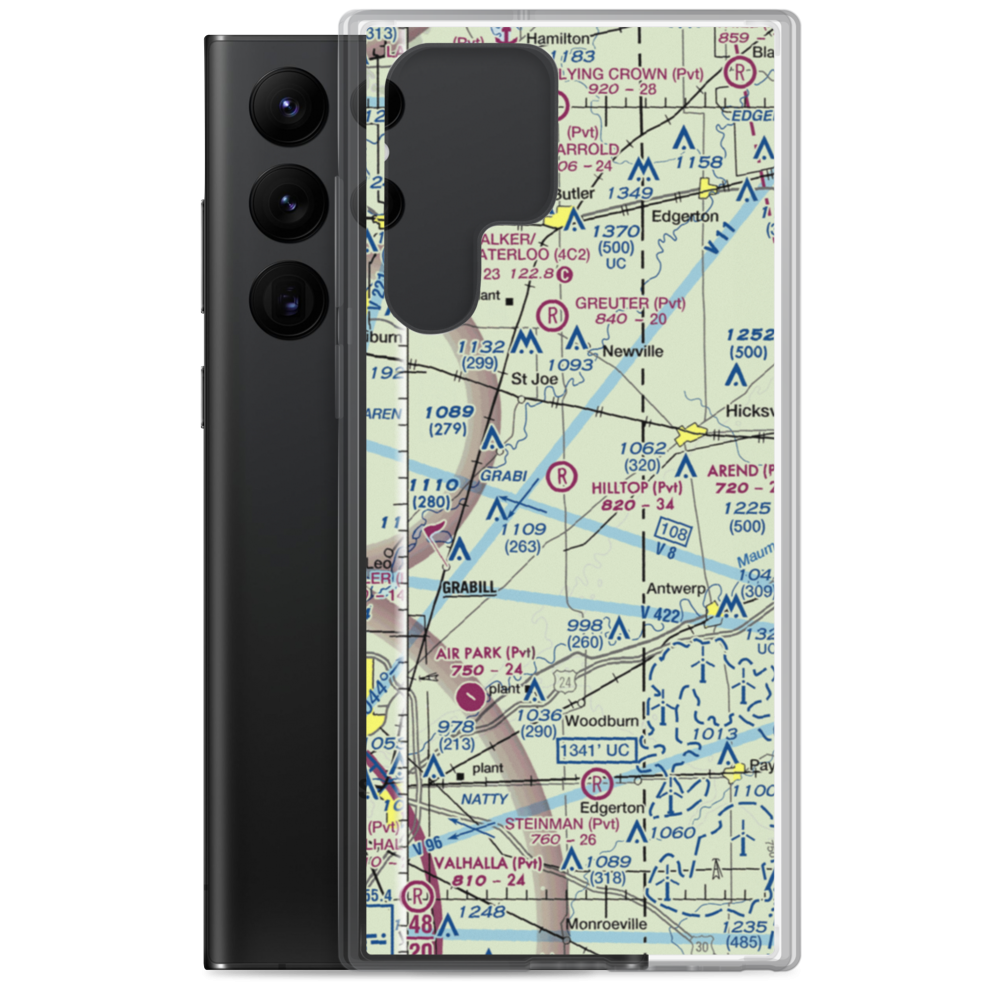 Hilltop Airport (58IN) VFR Sectional Samsung Case Samsung Galaxy S22 Ultra model shown