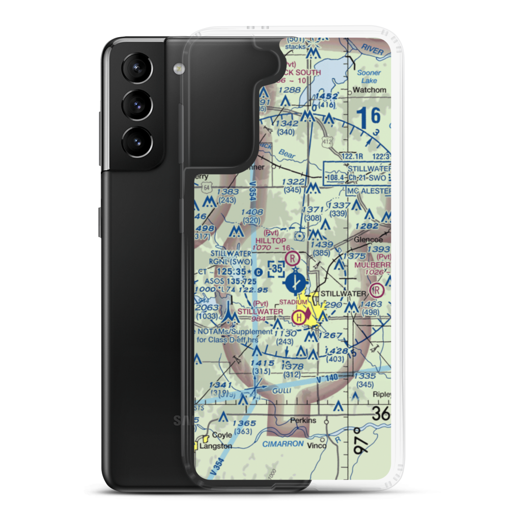 Hilltop Airport (88OK) VFR Sectional Samsung Case Samsung Galaxy S21 Plus model shown