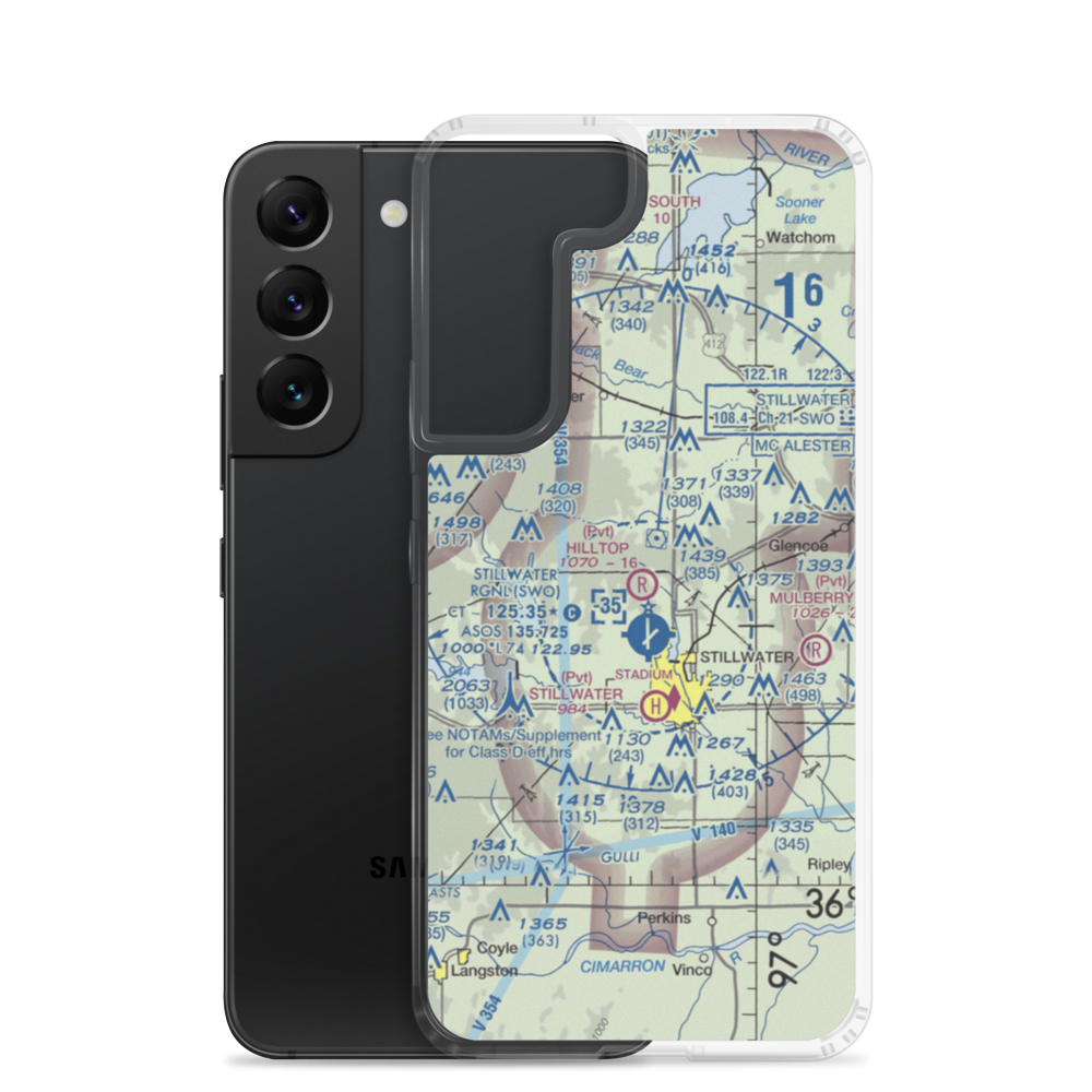 Hilltop Airport (88OK) VFR Sectional Samsung Case Samsung Galaxy S22 model shown