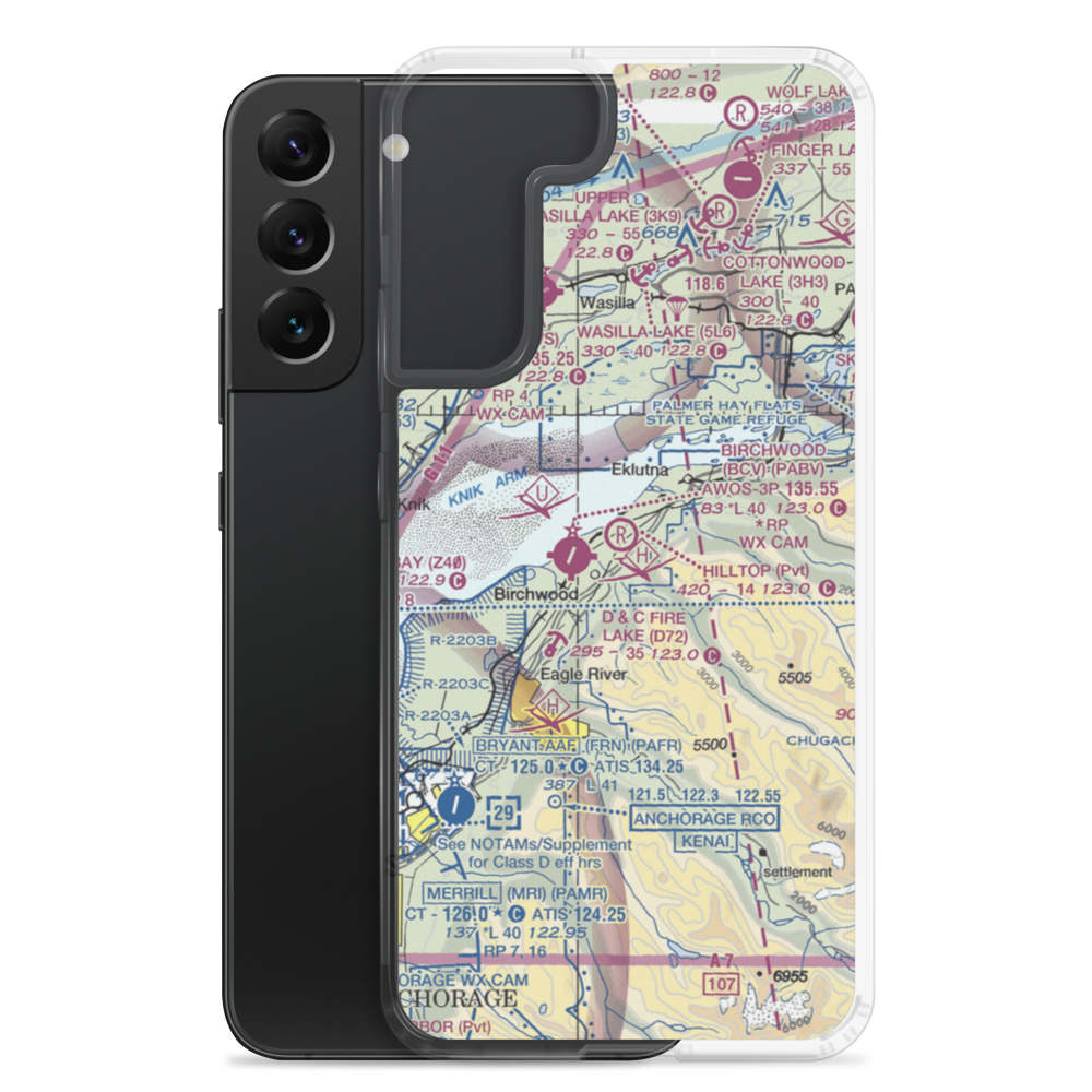 Hilltop Airport (AK24) VFR Sectional Samsung Case Samsung Galaxy S22 Plus model shown