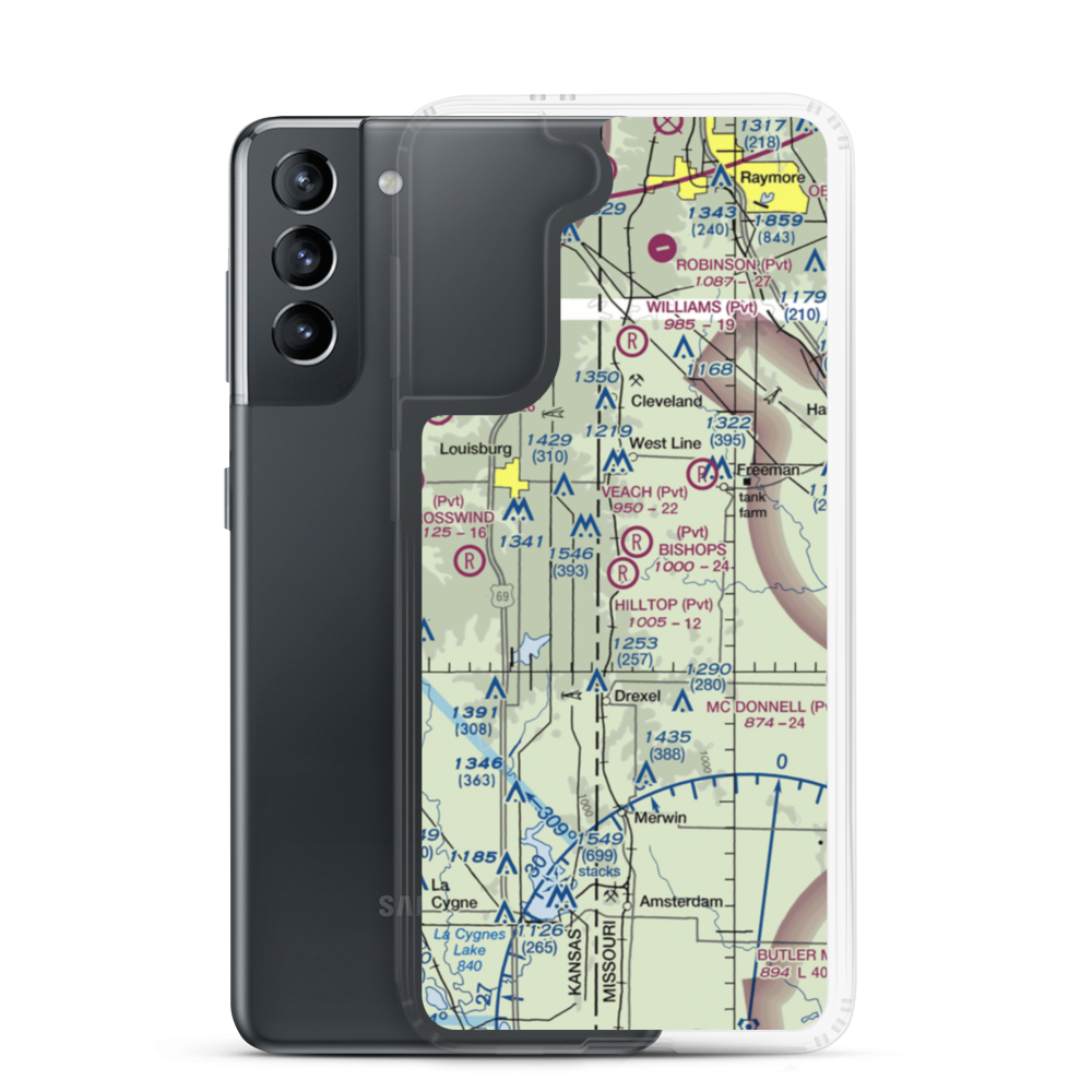 Hilltop Airport (MU62) VFR Sectional Samsung Case Samsung Galaxy S21 model shown