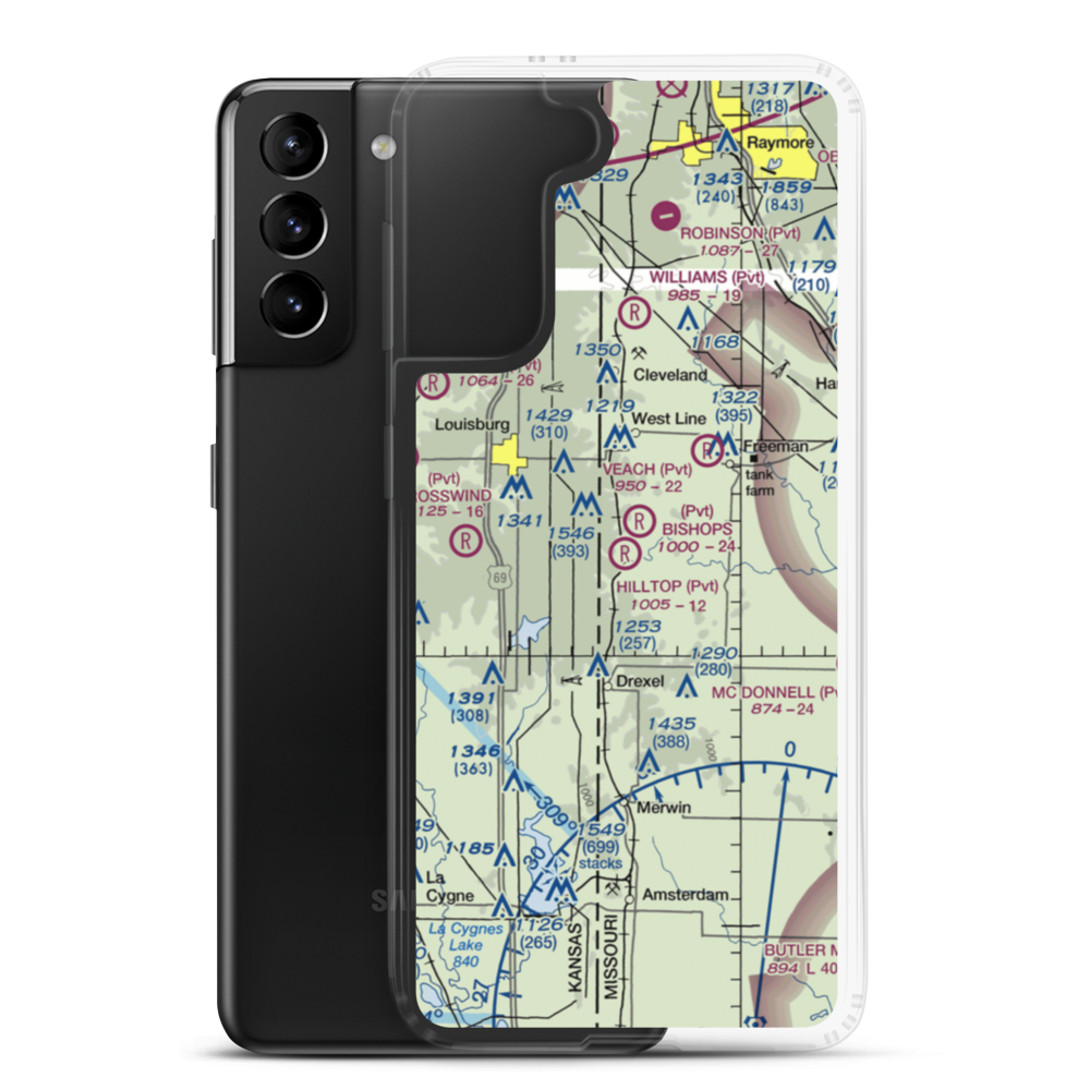 Hilltop Airport (MU62) VFR Sectional Samsung Case Samsung Galaxy S21 Plus model shown