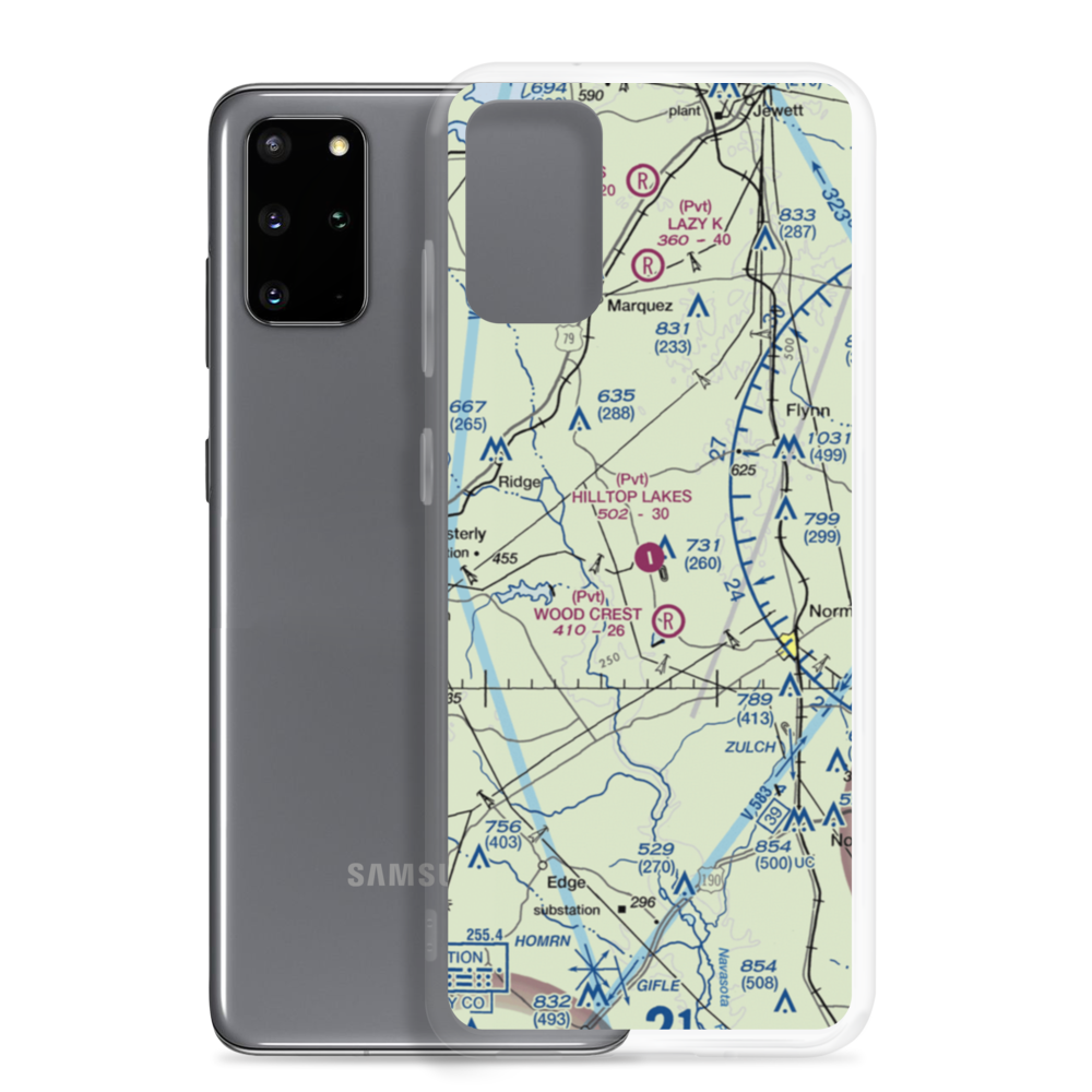 Hilltop Lakes Airport (0TE4) VFR Sectional Samsung Case Samsung Galaxy S20 Plus model shown
