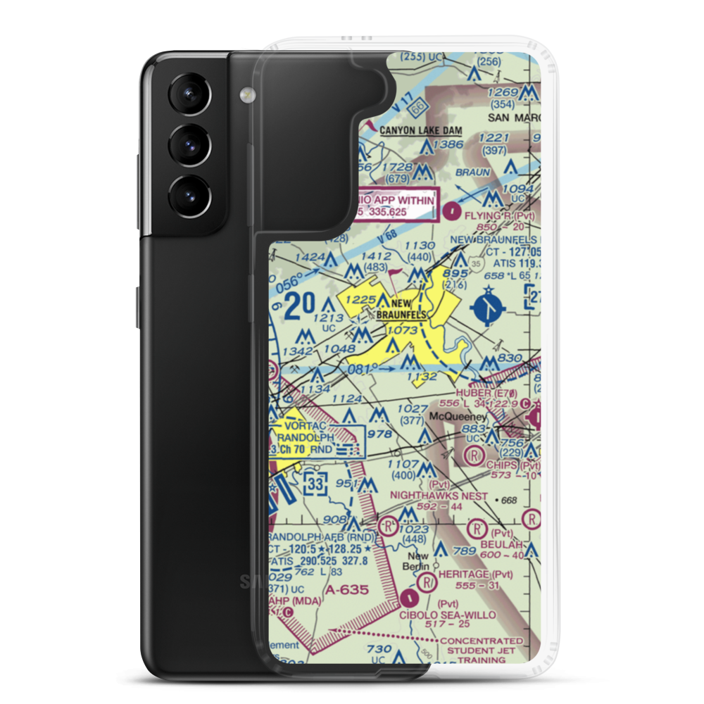 Hilltop Ranch Airport (9TA1) VFR Sectional Samsung Case Samsung Galaxy S21 Plus model shown