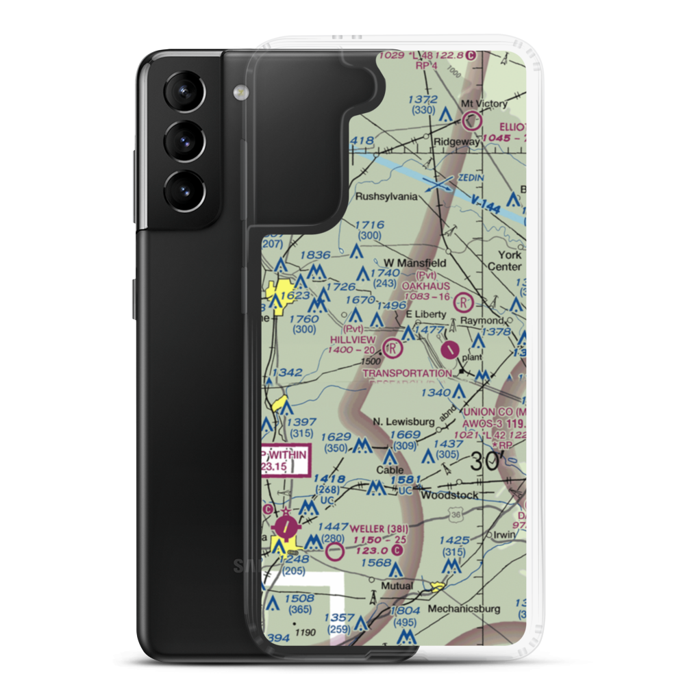 Hillview Airstrip (OI38) VFR Sectional Samsung Case Samsung Galaxy S21 Plus model shown