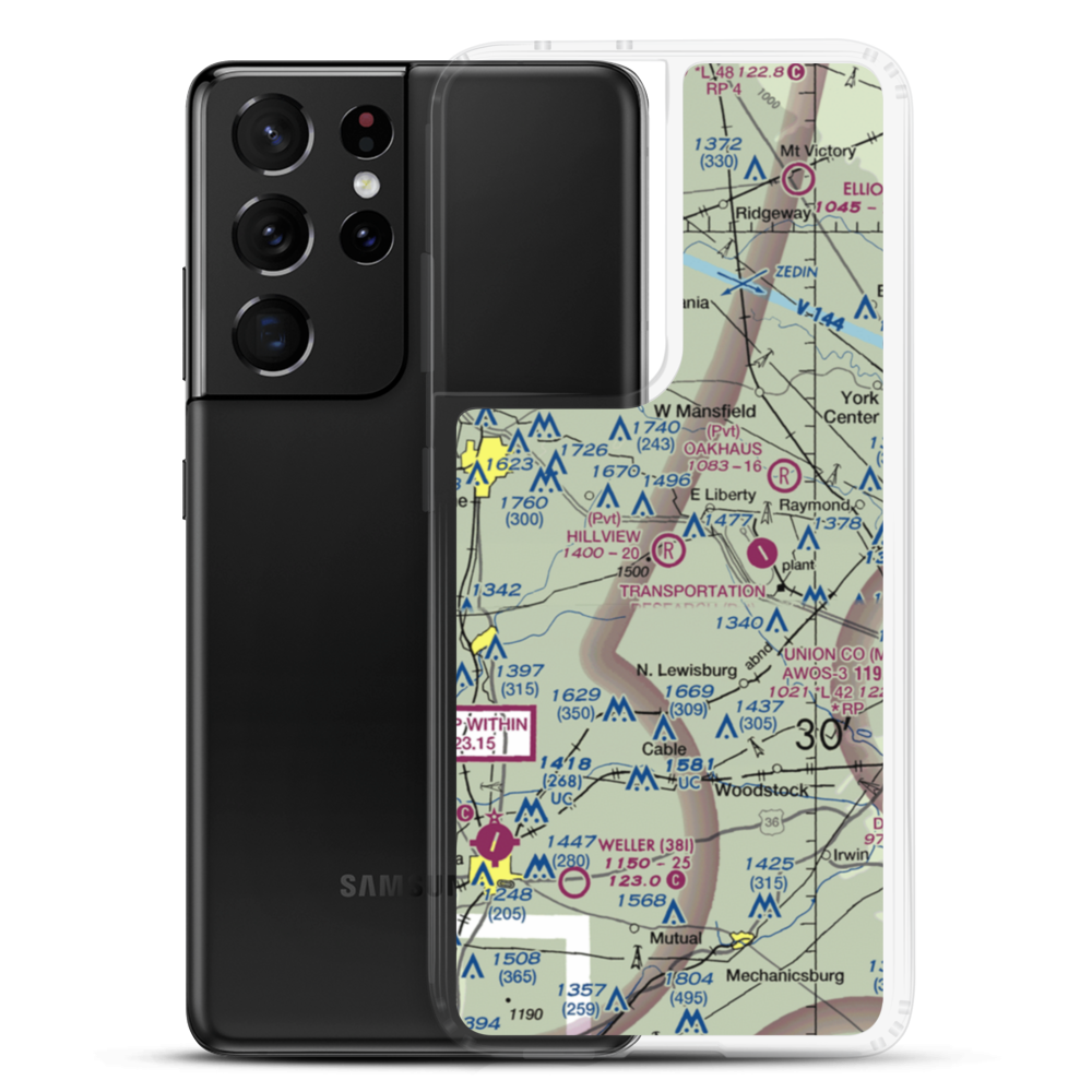 Hillview Airstrip (OI38) VFR Sectional Samsung Case Samsung Galaxy S21 Ultra model shown
