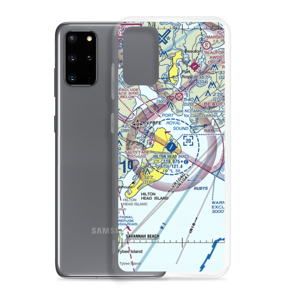 Hilton Head Airport (HXD) VFR Sectional Samsung Case Samsung Galaxy S20 Plus model shown