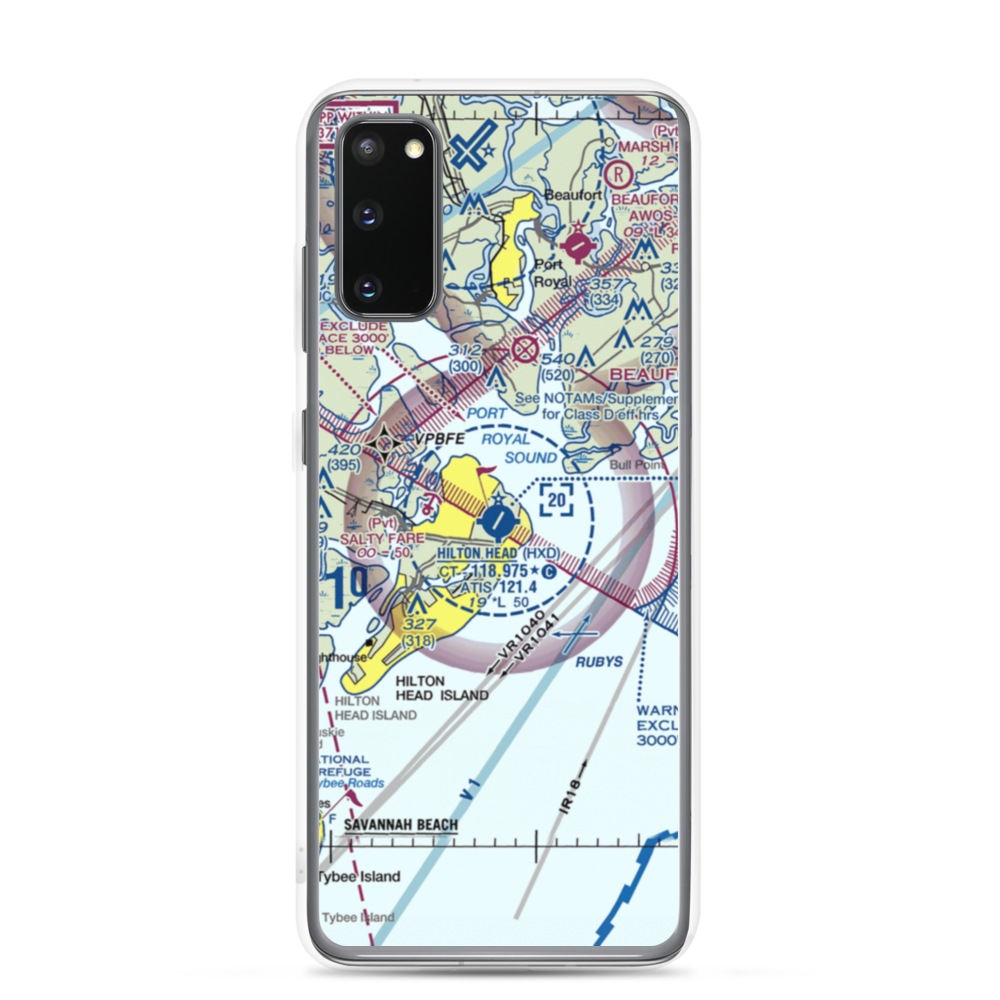 Hilton Head Airport (HXD) VFR Sectional Samsung Case Samsung Galaxy S20 model shown