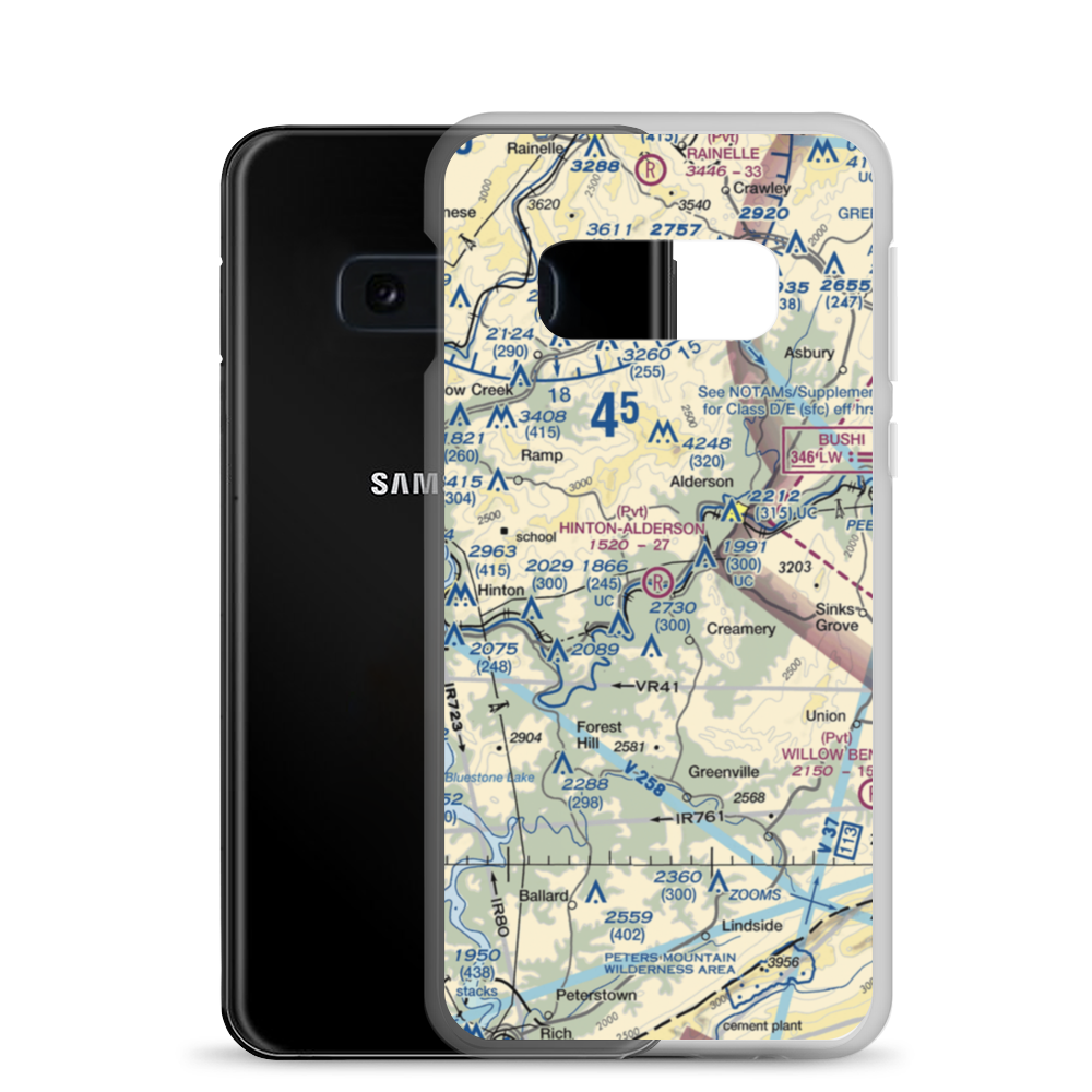 Hinton-Alderson Airport (WV77) VFR Sectional Samsung Case Samsung Galaxy S10e model shown