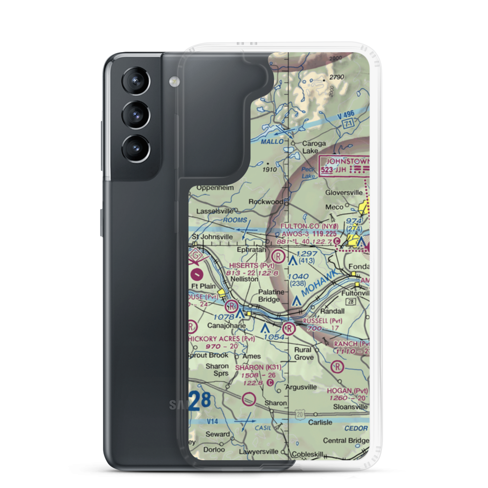 Hiserts Airpark Inc Airport (3NY7) VFR Sectional Samsung Case Samsung Galaxy S21 model shown