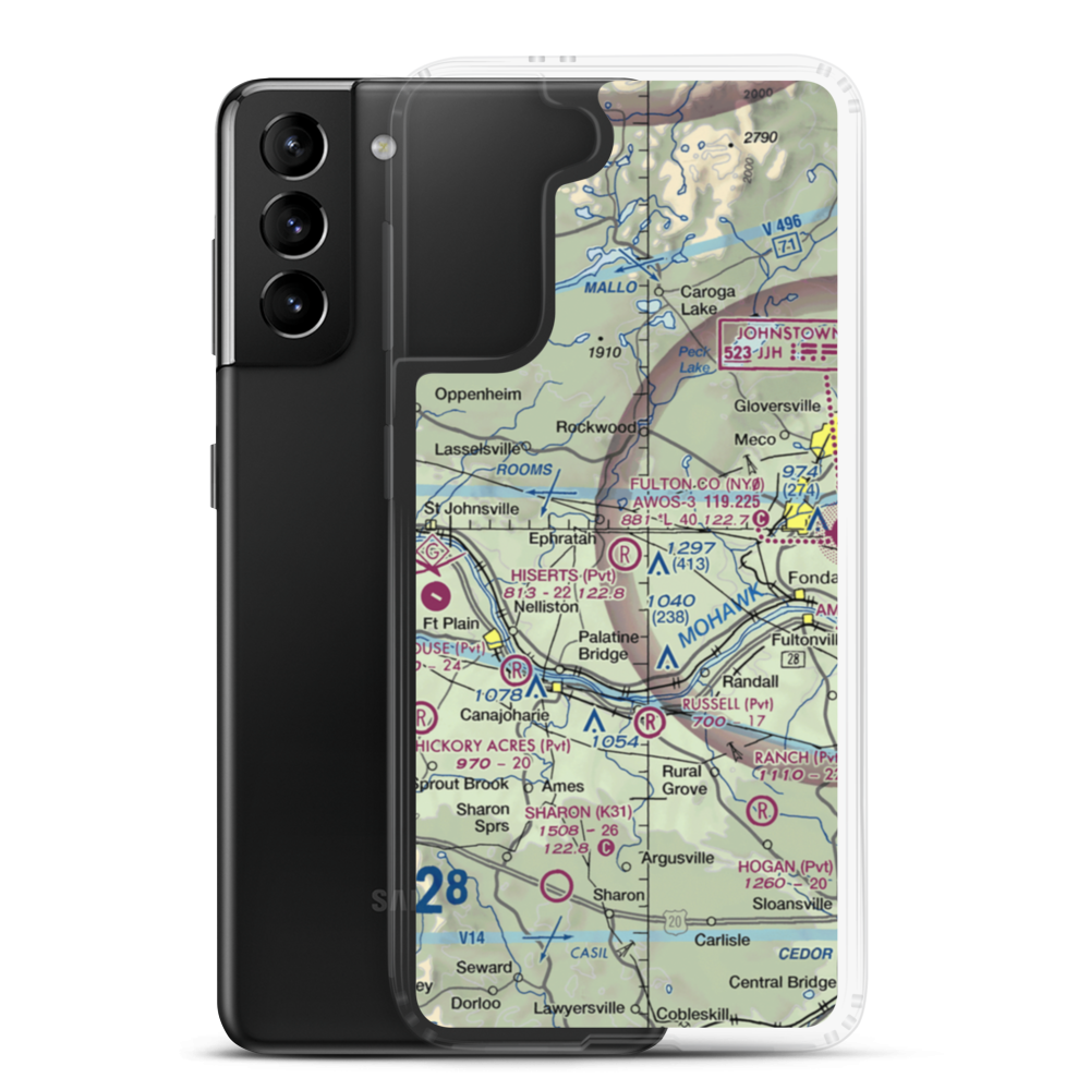 Hiserts Airpark Inc Airport (3NY7) VFR Sectional Samsung Case Samsung Galaxy S21 Plus model shown