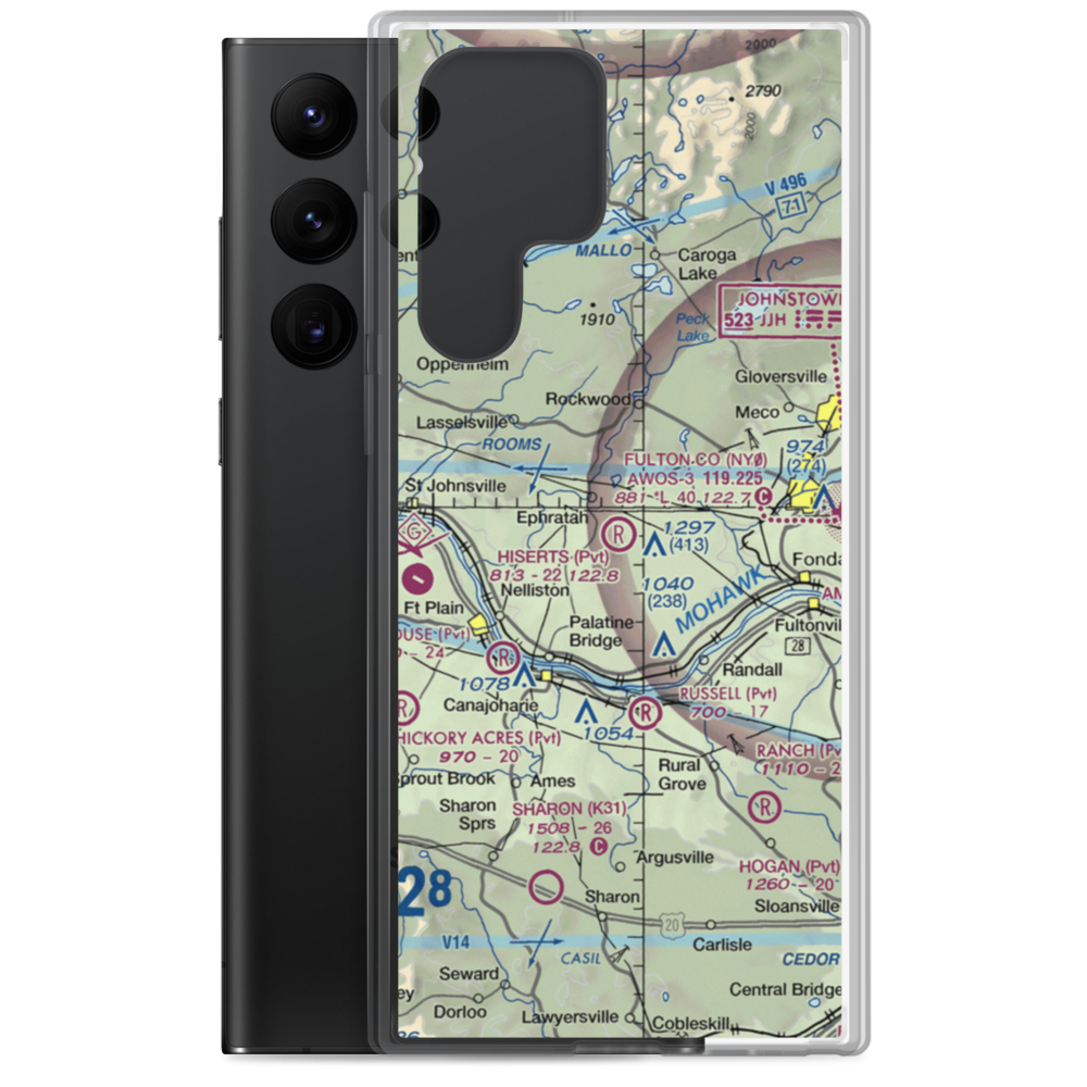 Hiserts Airpark Inc Airport (3NY7) VFR Sectional Samsung Case Samsung Galaxy S22 Ultra model shown