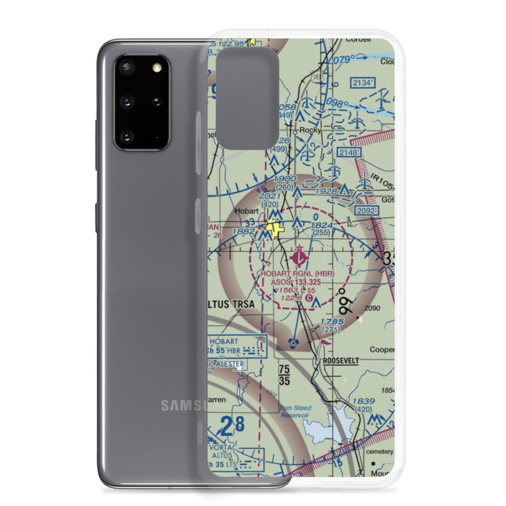 Hobart Regional Airport (HBR) VFR Sectional Samsung Case Samsung Galaxy S20 Plus model shown