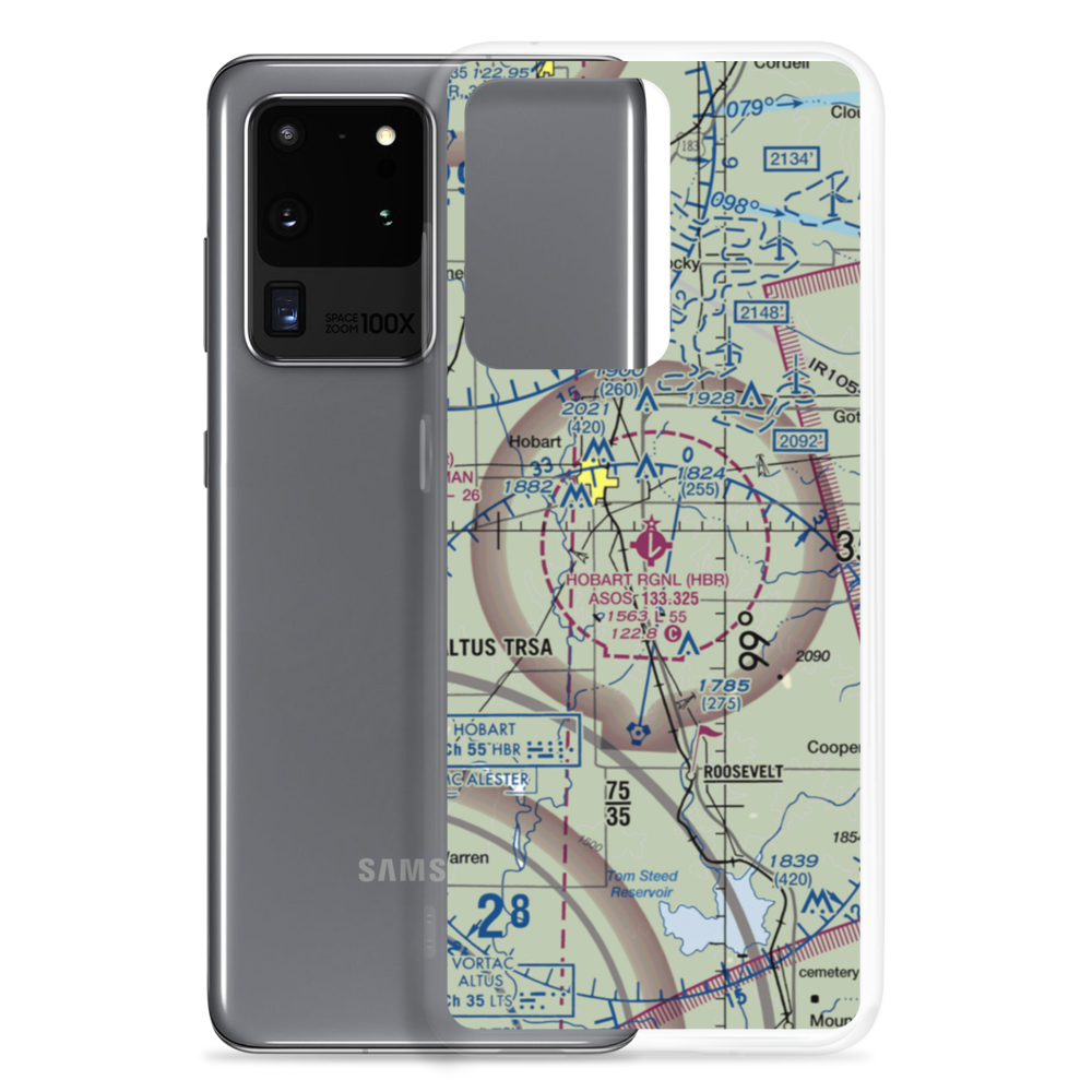 Hobart Regional Airport (HBR) VFR Sectional Samsung Case Samsung Galaxy S20 Ultra model shown
