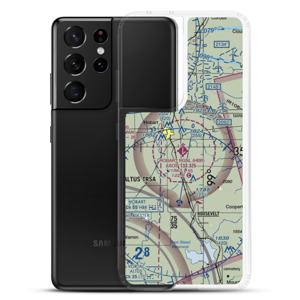 Hobart Regional Airport (HBR) VFR Sectional Samsung Case Samsung Galaxy S21 Ultra model shown