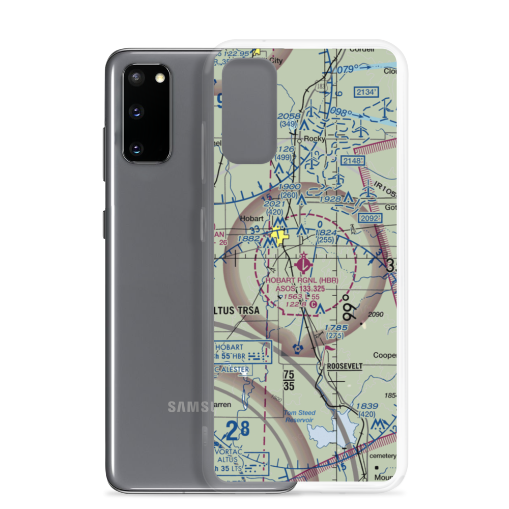 Hobart Regional Airport (HBR) VFR Sectional Samsung Case Samsung Galaxy S20 model shown