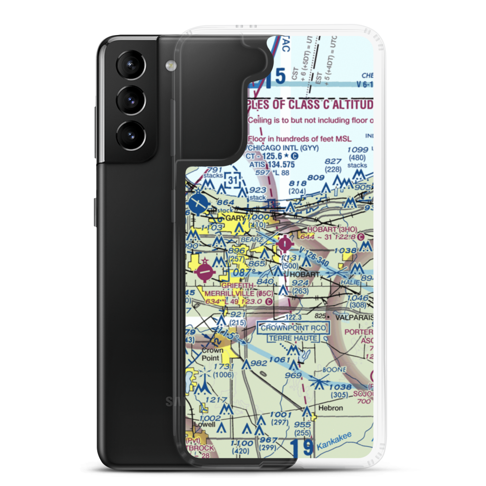 Hobart Sky Ranch Airport (3HO) VFR Sectional Samsung Case Samsung Galaxy S21 Plus model shown