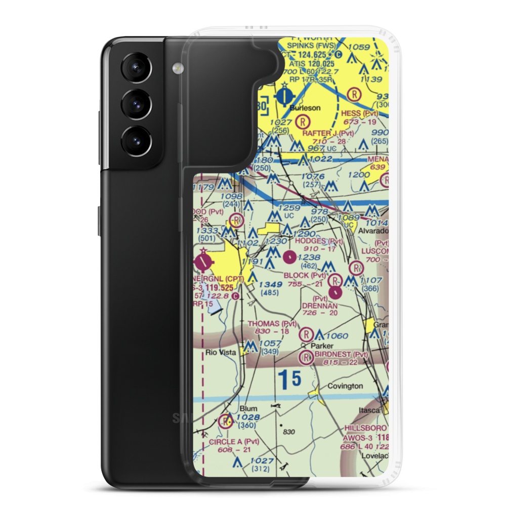 Hodges Air Field (TX67) VFR Sectional Samsung Case Samsung Galaxy S21 Plus model shown