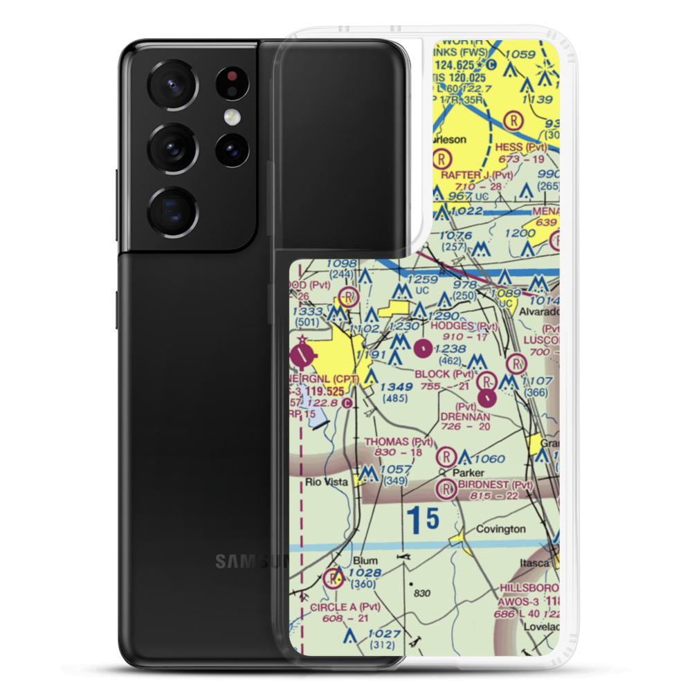 Hodges Air Field (TX67) VFR Sectional Samsung Case Samsung Galaxy S21 Ultra model shown