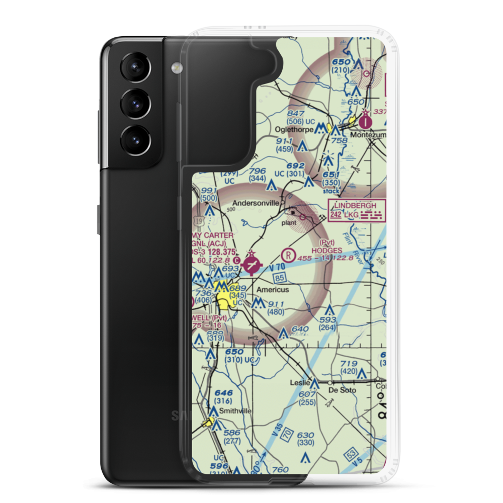Hodges Field Airport (4GA0) VFR Sectional Samsung Case Samsung Galaxy S21 Plus model shown