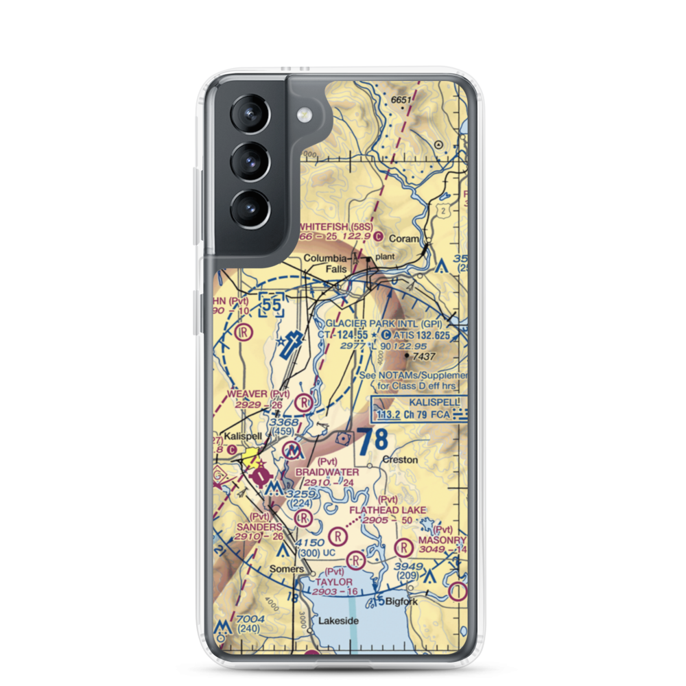 Hoerner Airport (MT18) VFR Sectional Samsung Case Samsung Galaxy S21 model shown