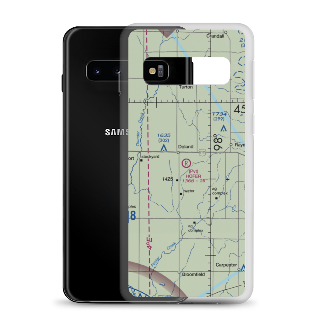 Hofer Private Airport (SD13) VFR Sectional Samsung Case Samsung Galaxy S10 model shown