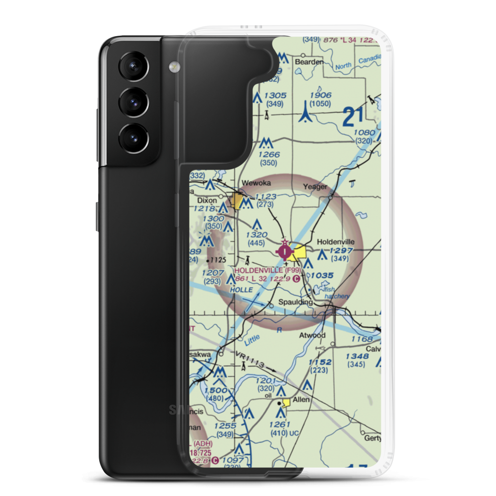 Holdenville Municipal Airport (F99) VFR Sectional Samsung Case Samsung Galaxy S21 Plus model shown
