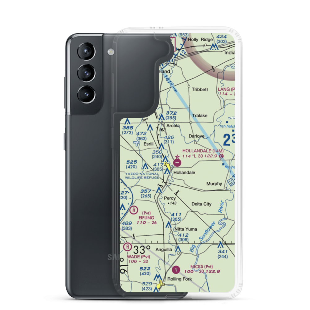Hollandale Municipal Airport (14M) VFR Sectional Samsung Case Samsung Galaxy S21 model shown