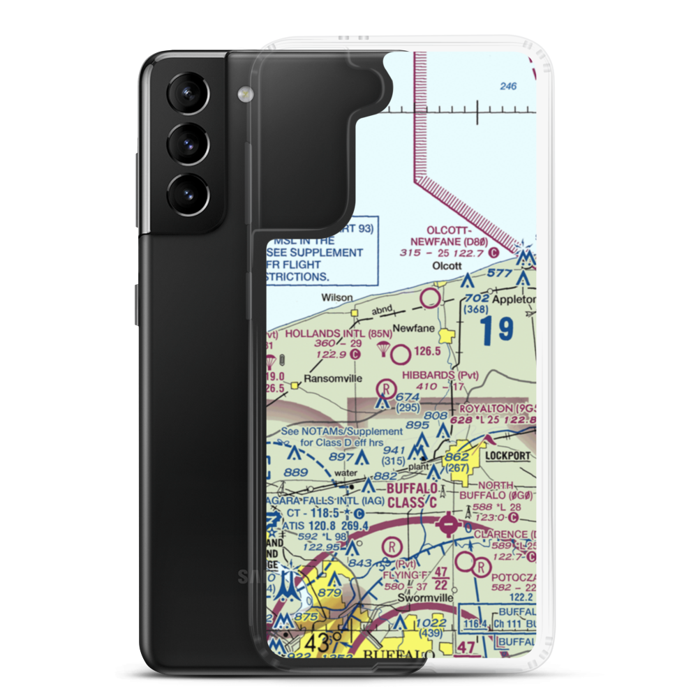 Hollands International Field (85N) VFR Sectional Samsung Case Samsung Galaxy S21 Plus model shown