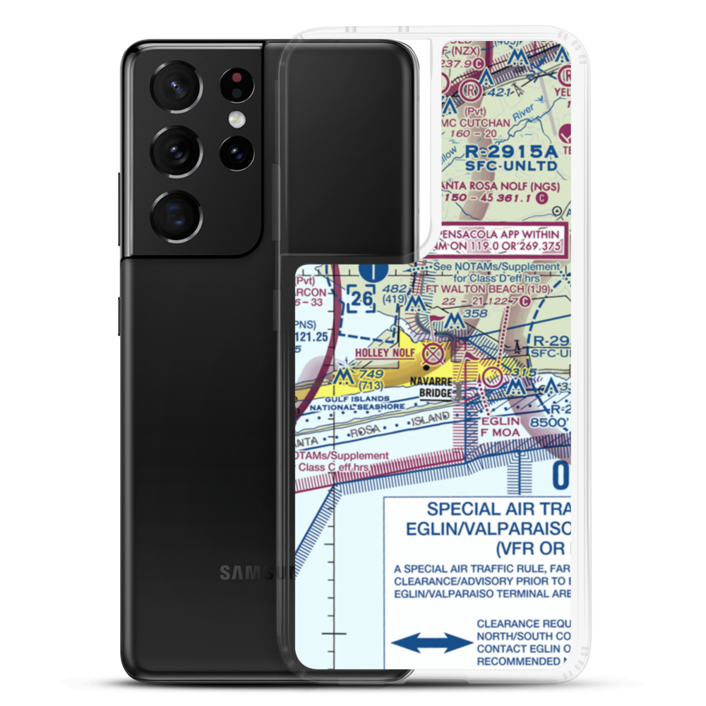 Holley Nolf Airport (NKL) VFR Sectional Samsung Case Samsung Galaxy S21 Ultra model shown