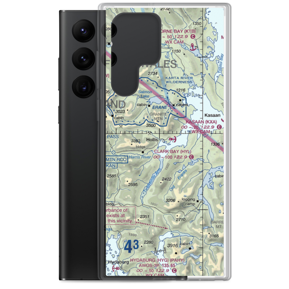 Hollis Clark Bay Seaplane Base (HYL) VFR Sectional Samsung Case Samsung Galaxy S22 Ultra model shown