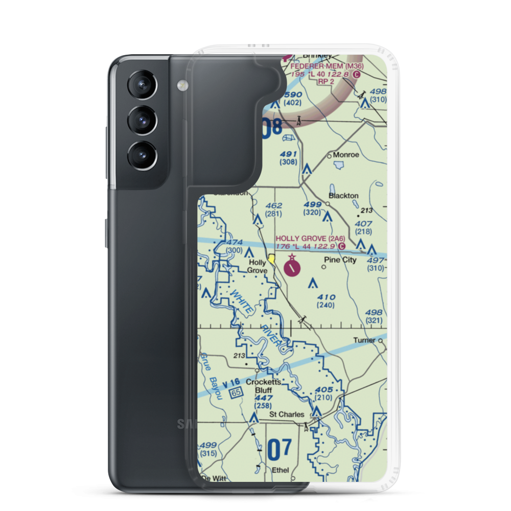 Holly Grove Municipal Airport (2A6) VFR Sectional Samsung Case Samsung Galaxy S21 model shown