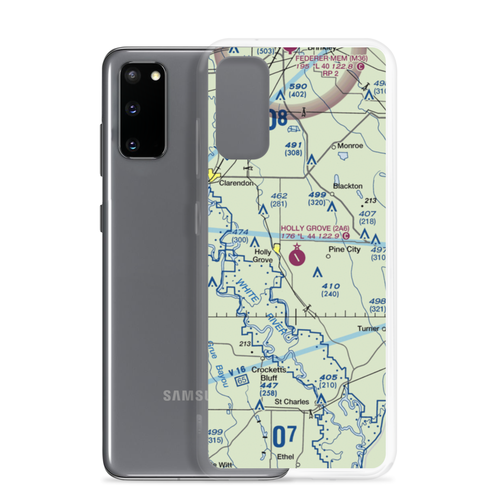 Holly Grove Municipal Airport (2A6) VFR Sectional Samsung Case Samsung Galaxy S20 model shown