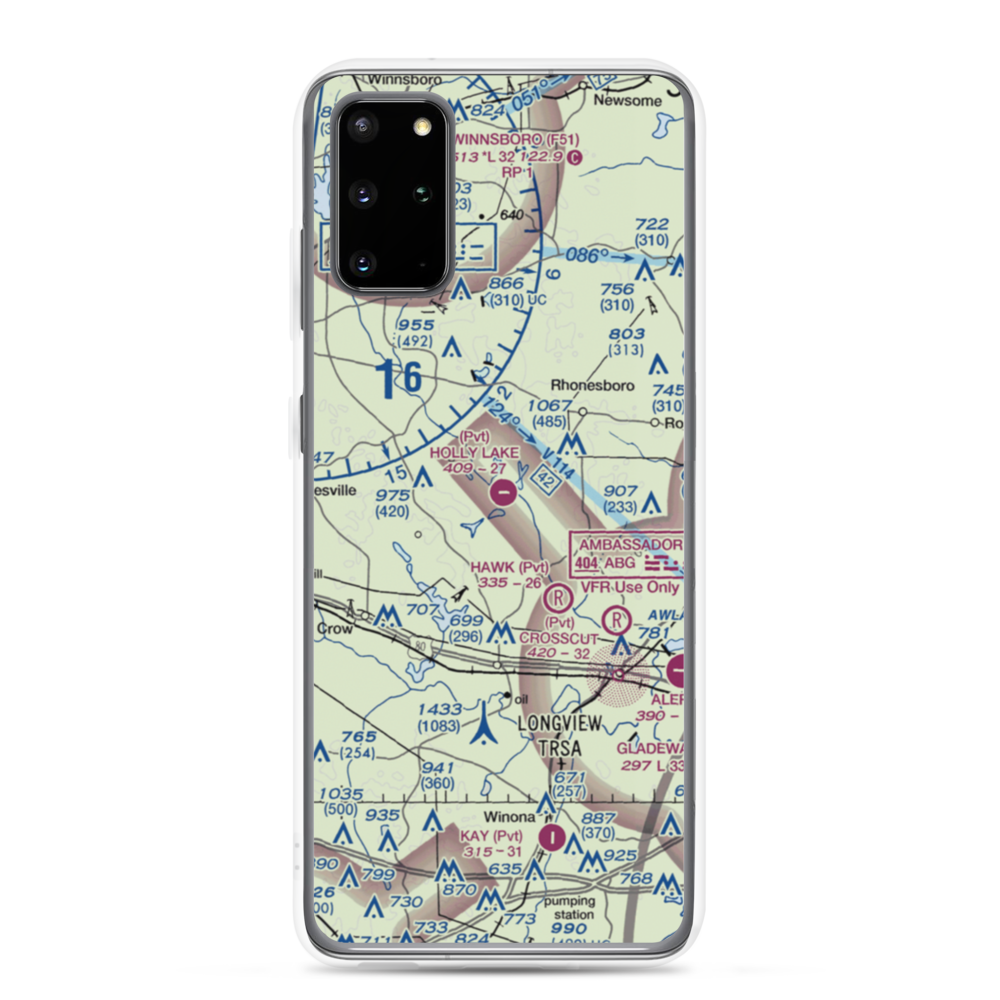 Holly Lake Ranch Airport (16TE) VFR Sectional Samsung Case Samsung Galaxy S20 Plus model shown