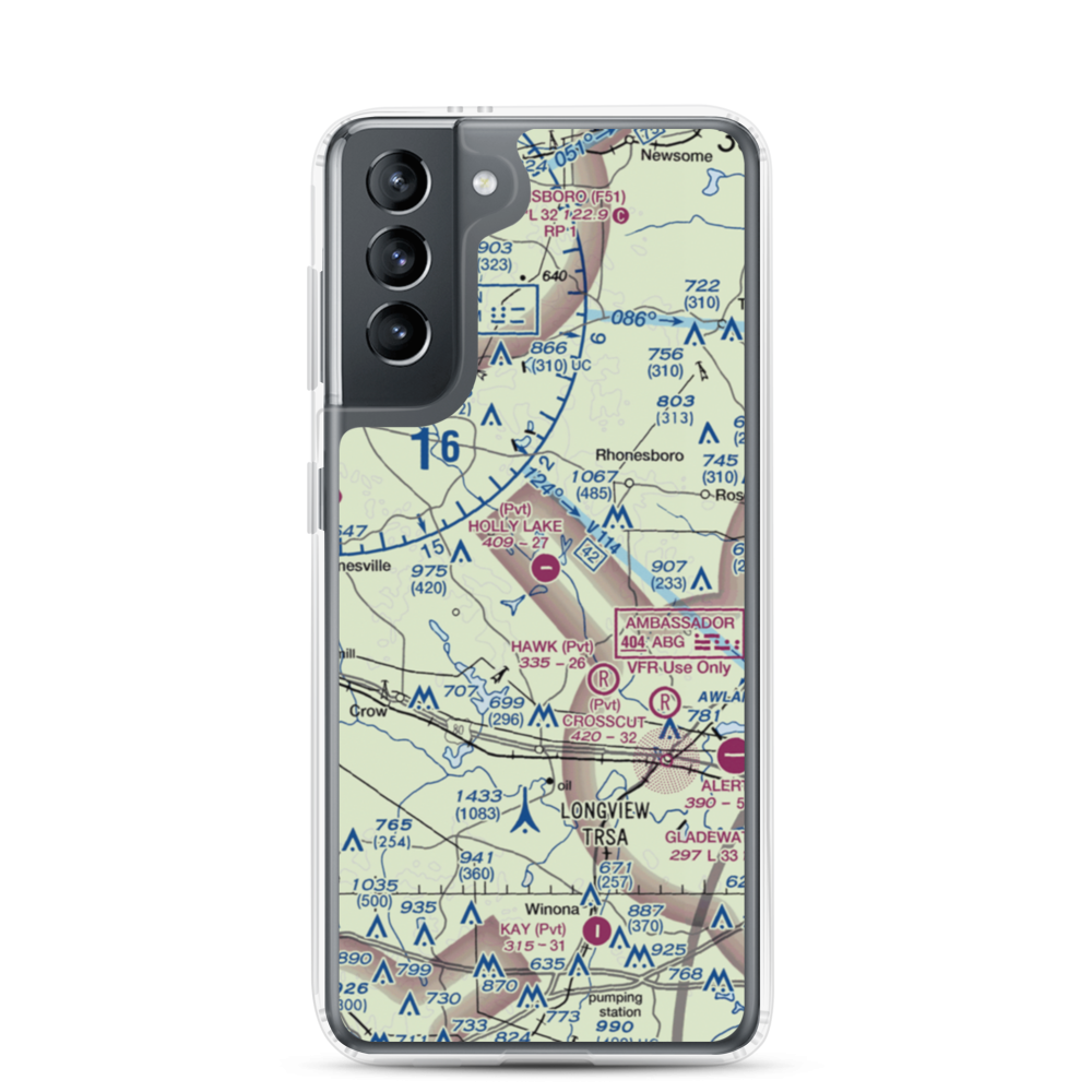 Holly Lake Ranch Airport (16TE) VFR Sectional Samsung Case Samsung Galaxy S21 model shown