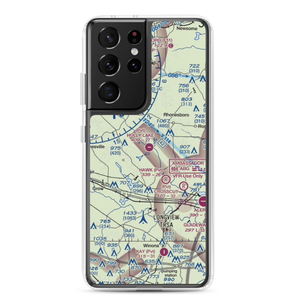 Holly Lake Ranch Airport (16TE) VFR Sectional Samsung Case Samsung Galaxy S21 Ultra model shown