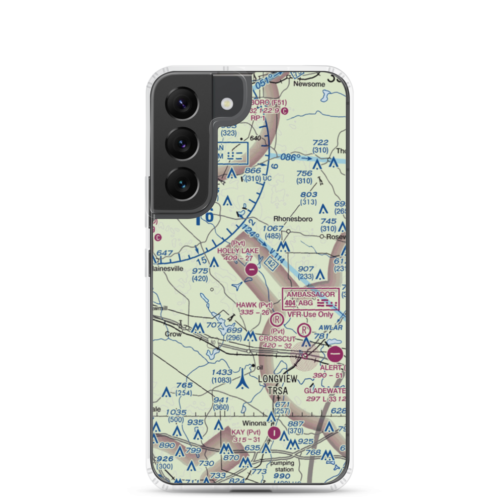 Holly Lake Ranch Airport (16TE) VFR Sectional Samsung Case Samsung Galaxy S22 model shown