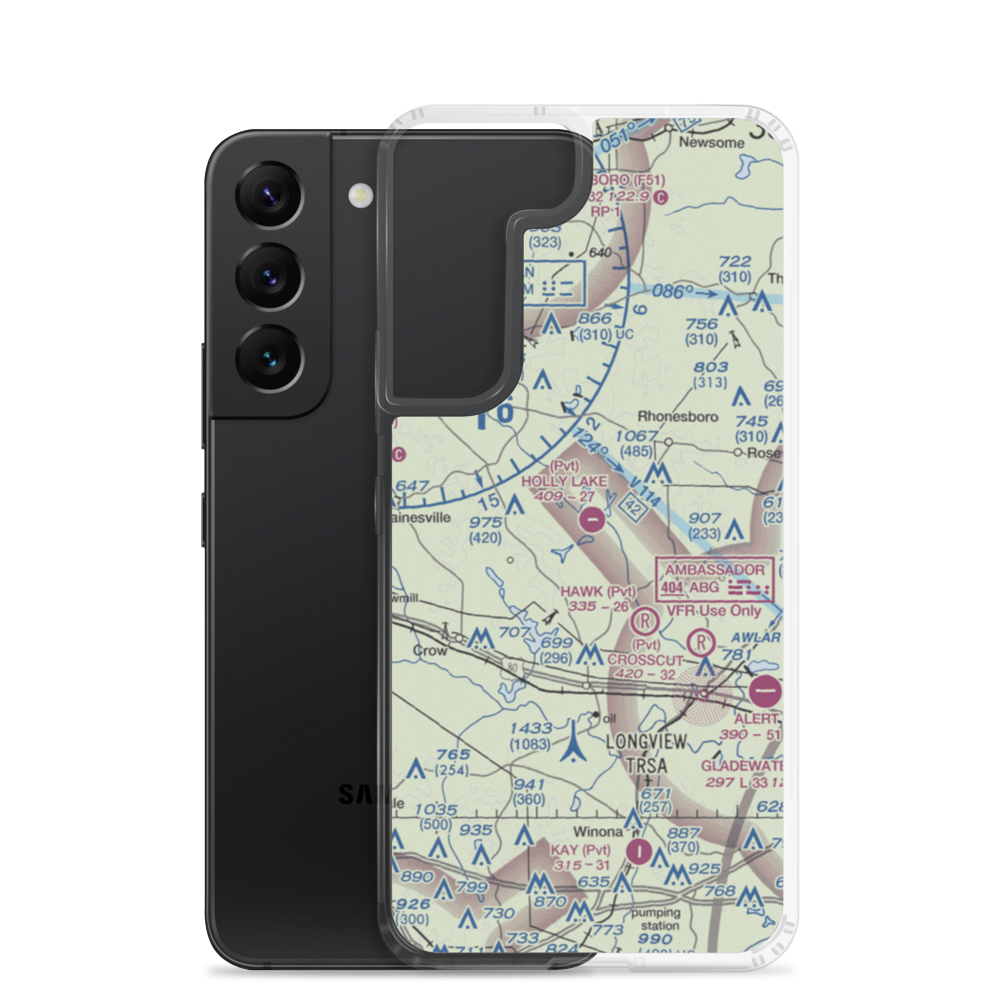 Holly Lake Ranch Airport (16TE) VFR Sectional Samsung Case Samsung Galaxy S22 model shown