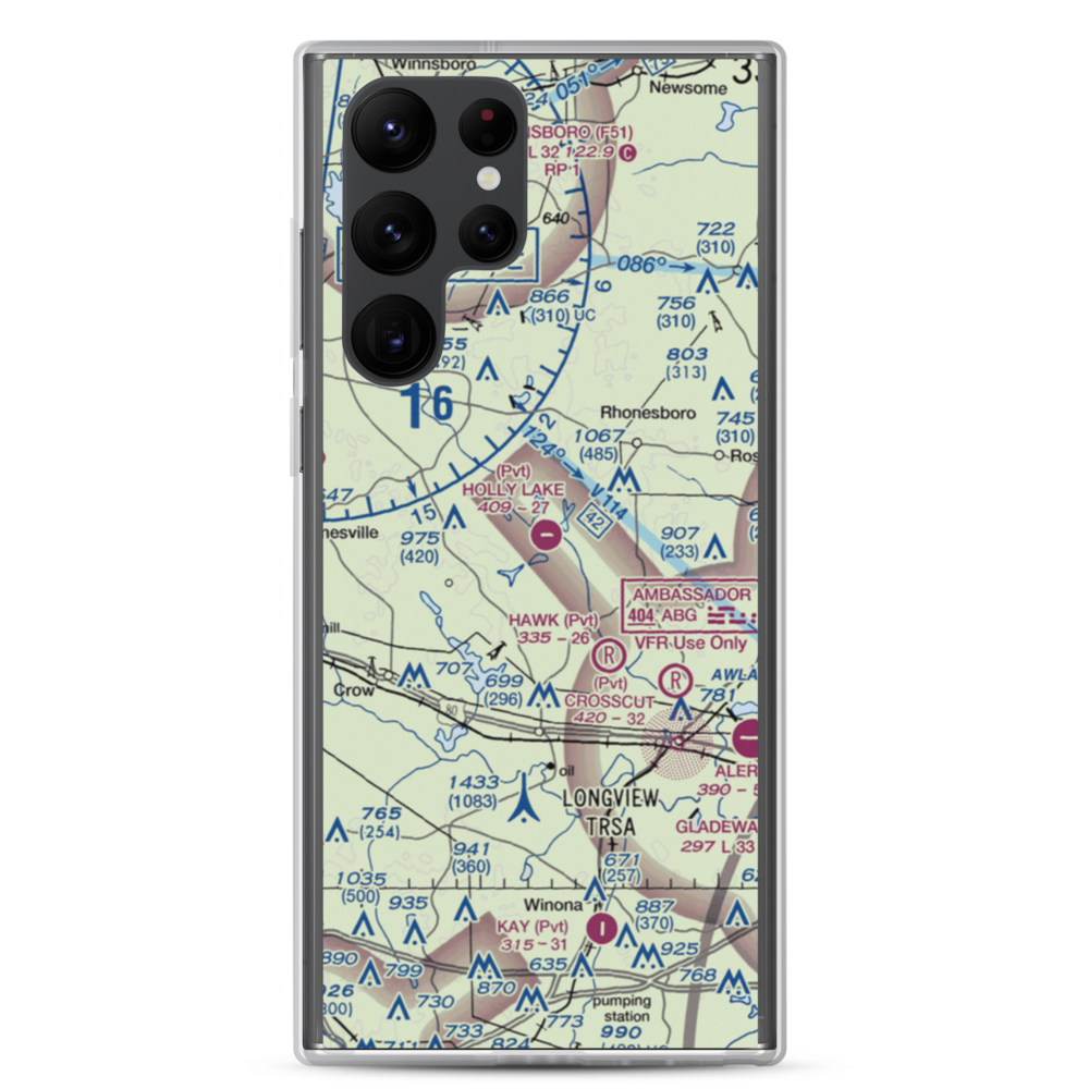 Holly Lake Ranch Airport (16TE) VFR Sectional Samsung Case Samsung Galaxy S22 Ultra model shown