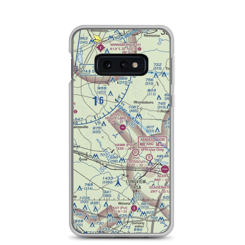 Holly Lake Ranch Airport (16TE) VFR Sectional Samsung Case Samsung Galaxy S10e model shown