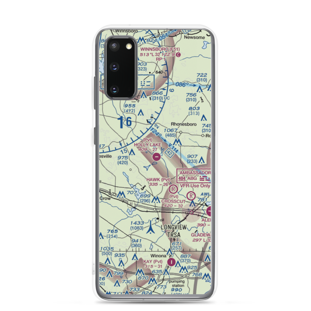 Holly Lake Ranch Airport (16TE) VFR Sectional Samsung Case Samsung Galaxy S20 model shown