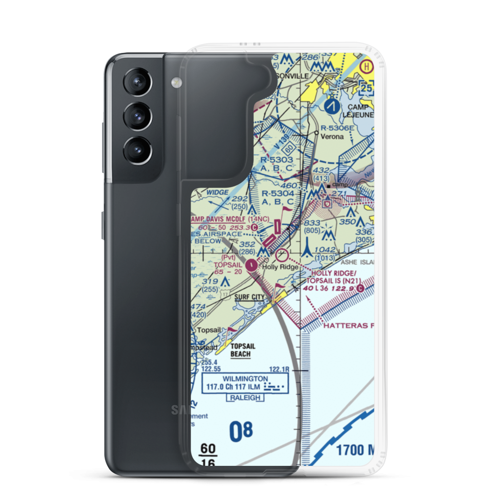 Holly Ridge/Topsail Island Airport (N21) VFR Sectional Samsung Case Samsung Galaxy S21 model shown