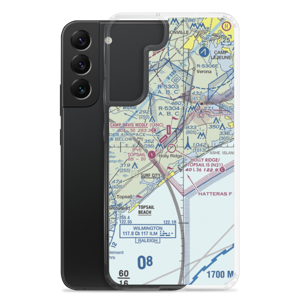 Holly Ridge/Topsail Island Airport (N21) VFR Sectional Samsung Case Samsung Galaxy S22 Plus model shown