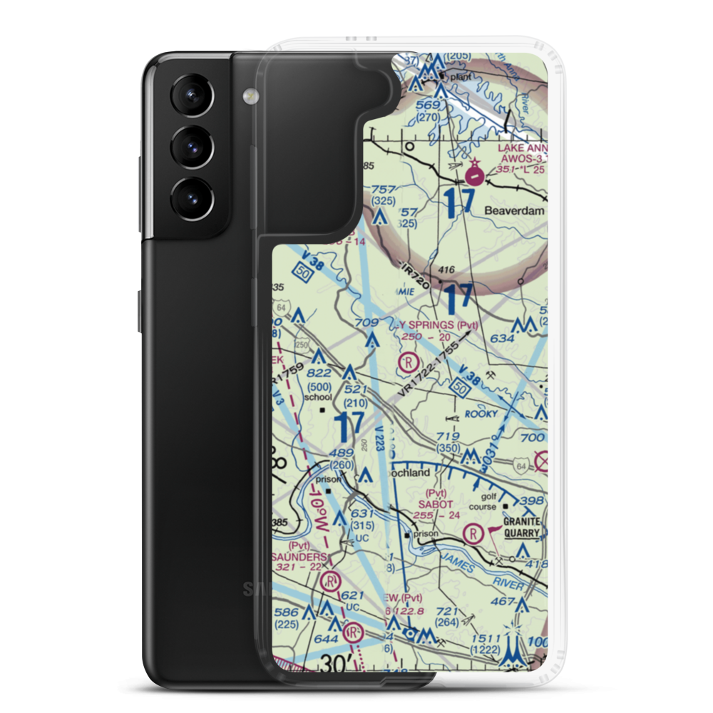 Holly Springs Airport (80VA) VFR Sectional Samsung Case Samsung Galaxy S21 Plus model shown
